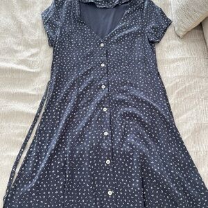 Brandy Melville Navy Blue Button-Down Dress